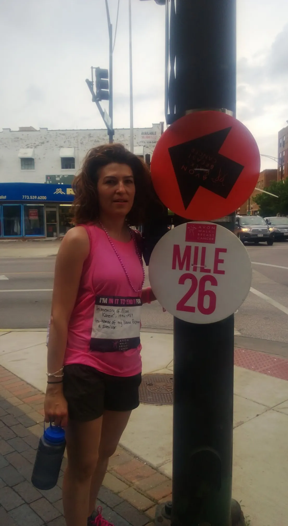 Wrapping up a marathon walk on Saturday afternoon, just outside Horner Park. Photo courtesy of a kind woman at the mile marker using my Windows smart phone.