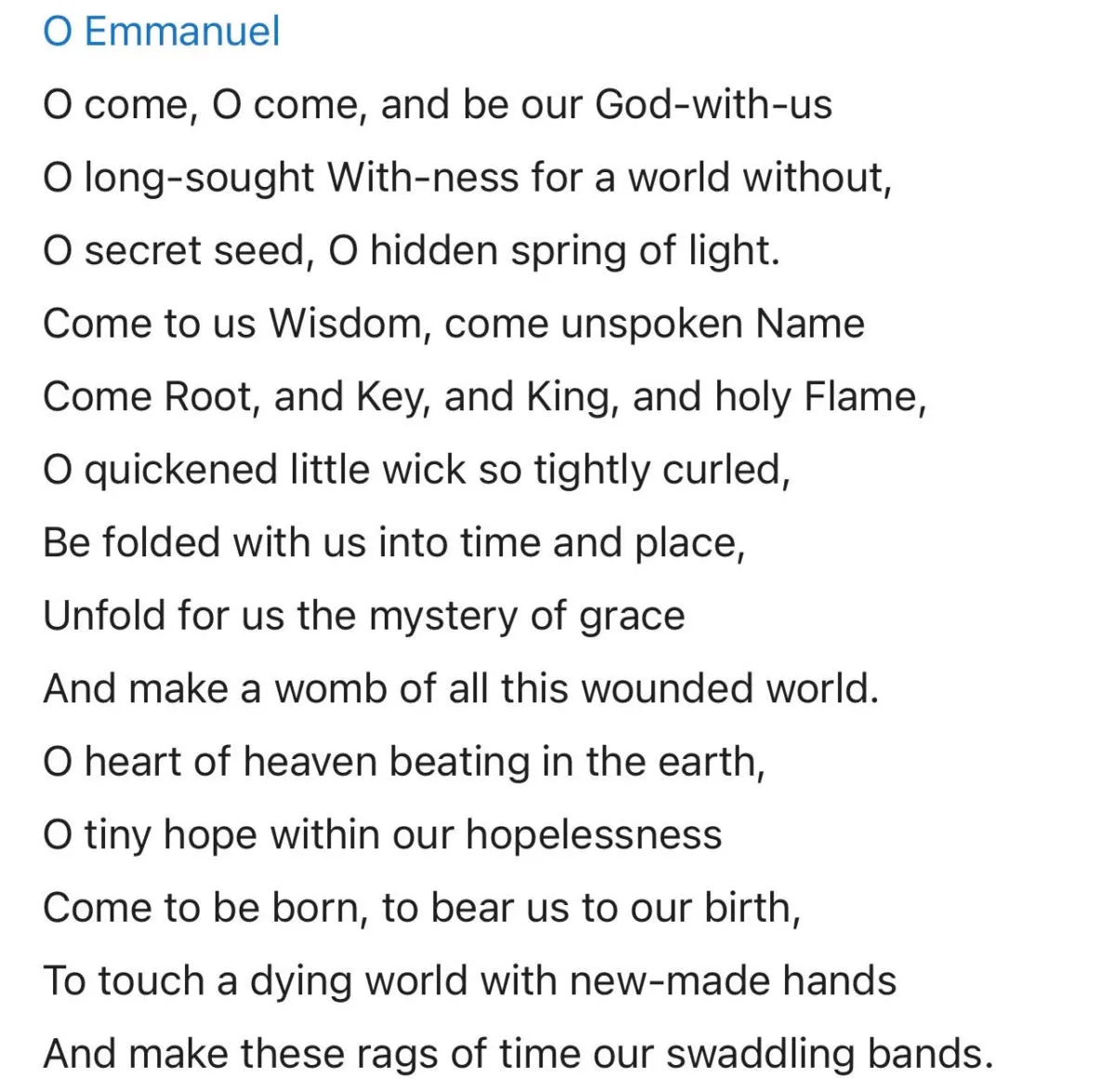 Malcolm Guite poem 122423 emmanuel