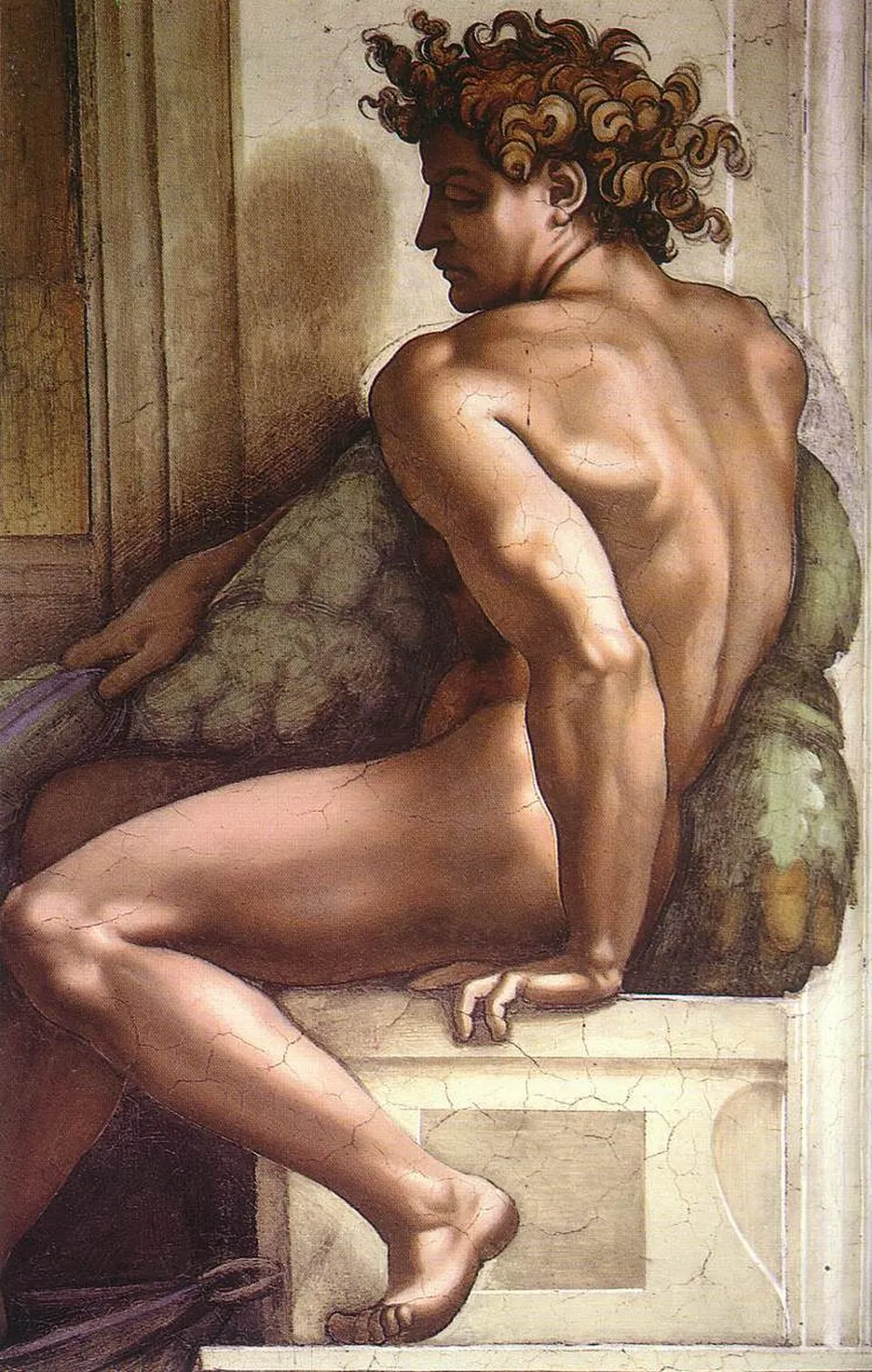 One of the twenty ignudi on the Sistine ceiling
